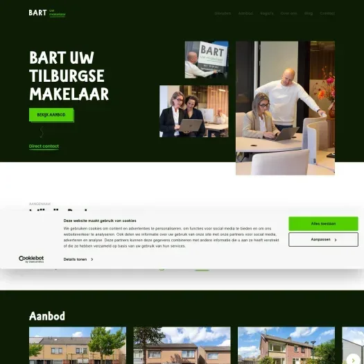 Screenshot der Website von www.bartuwmakelaar.nl