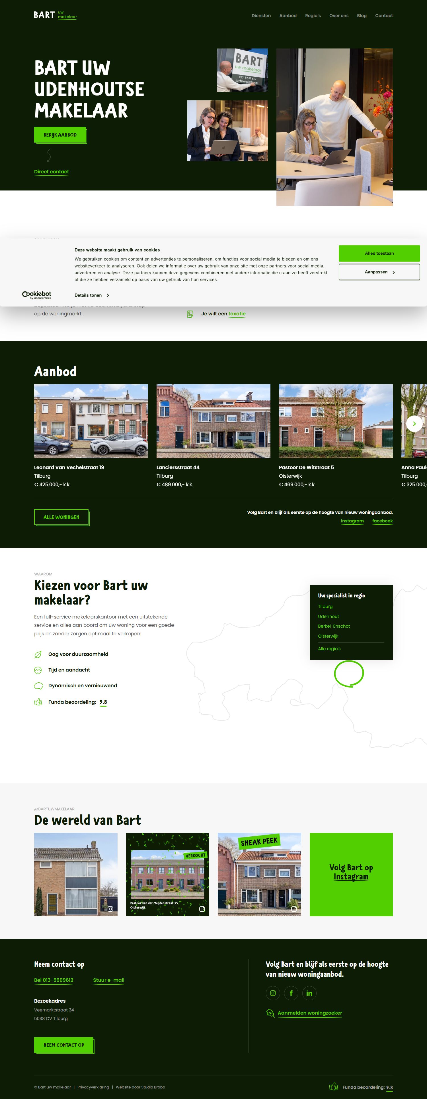 Screenshot van de website van www.bartuwmakelaar.nl