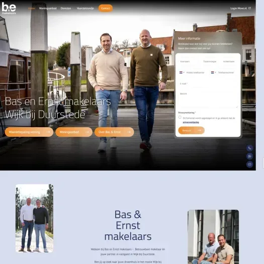 Screenshot van de website van www.basenernstmakelaars.nl