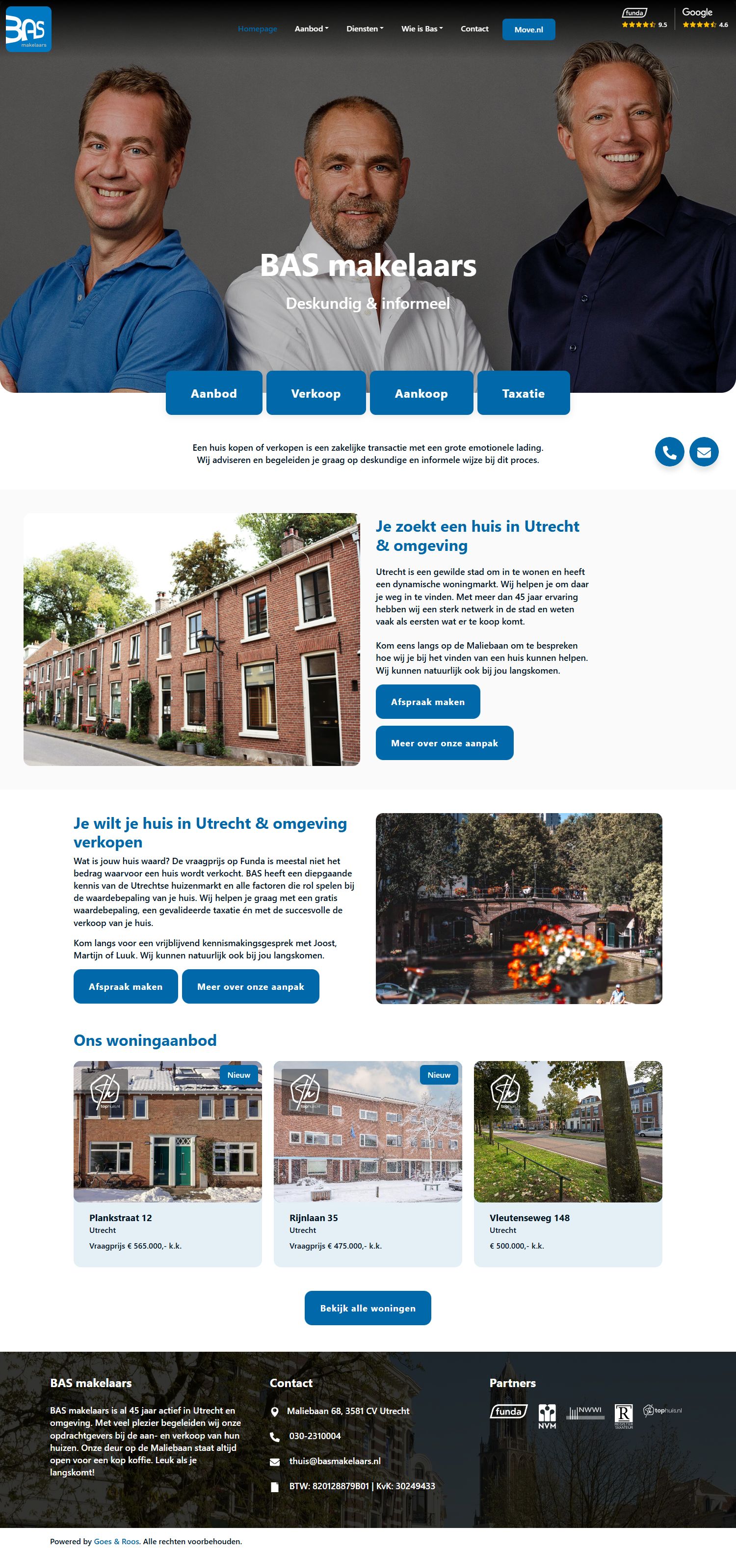 Screenshot of the website of www.basmakelaars.nl