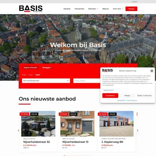 Screenshot van de website van www.basis.nl