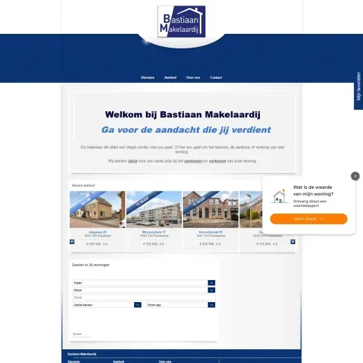 Screenshot of the website of www.bastiaanmakelaardij.nl