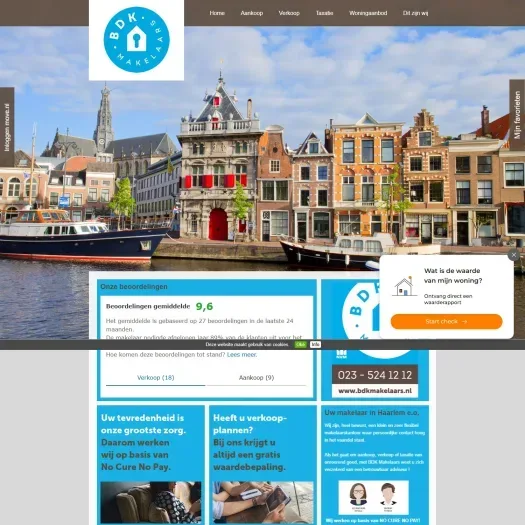 Screenshot van de website van www.bdkmakelaars.nl