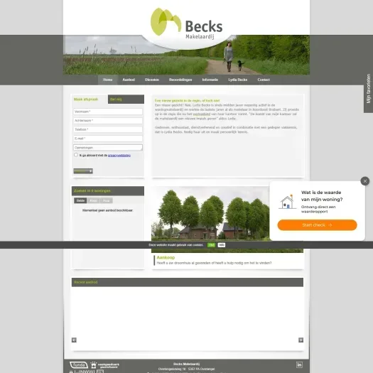 Screenshot of the website of www.becksmakelaardij.nl