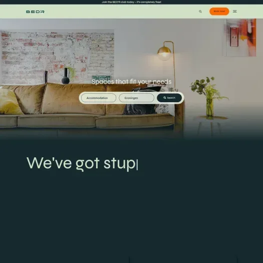 Screenshot van de website van bedrapartments.com