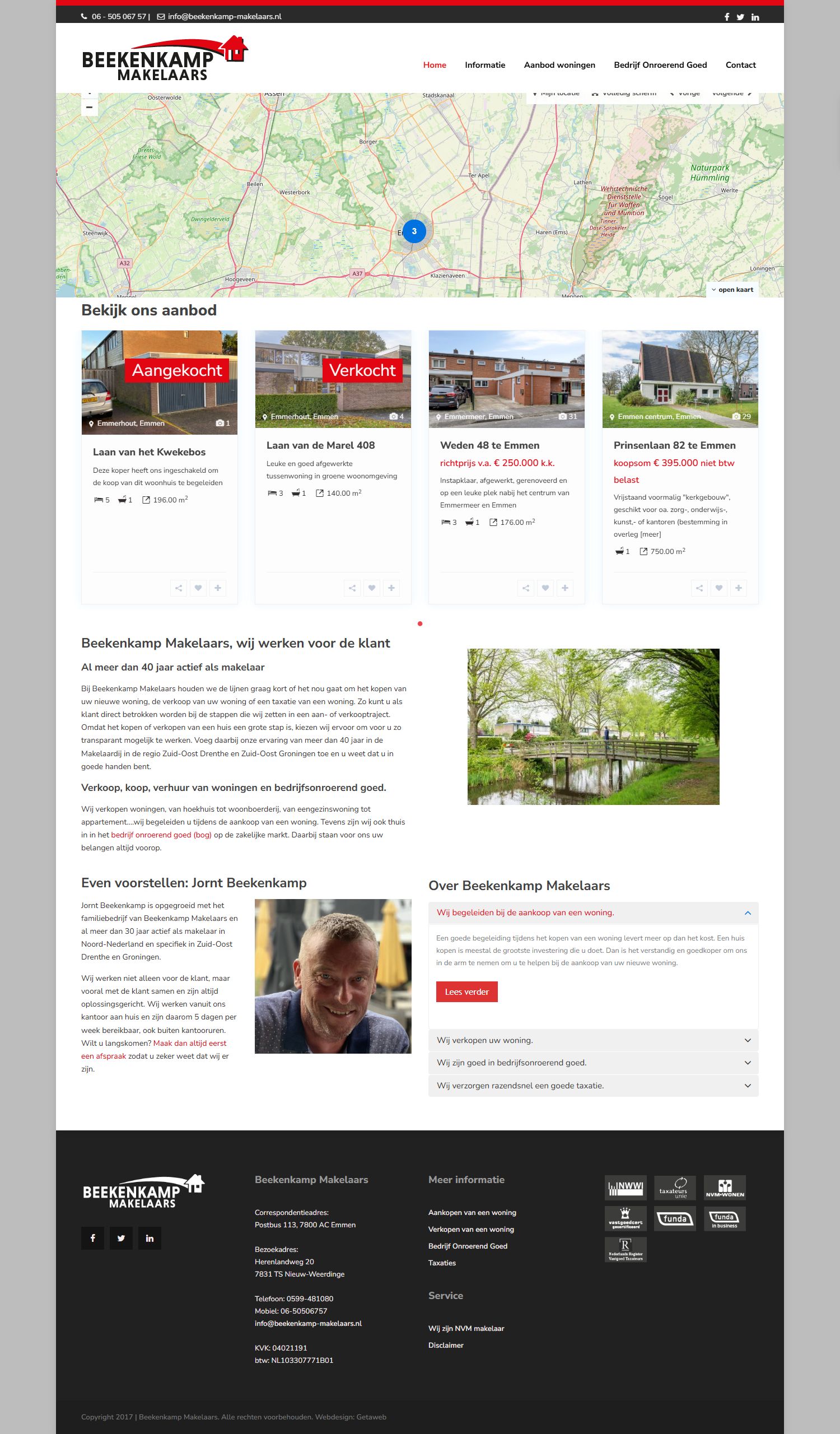 Screenshot van de website van www.beekenkamp-makelaars.nl