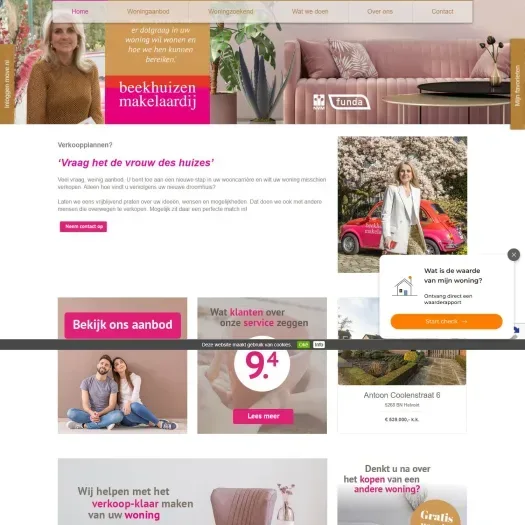 Screenshot of the website of www.beekhuizenmakelaardij.nl