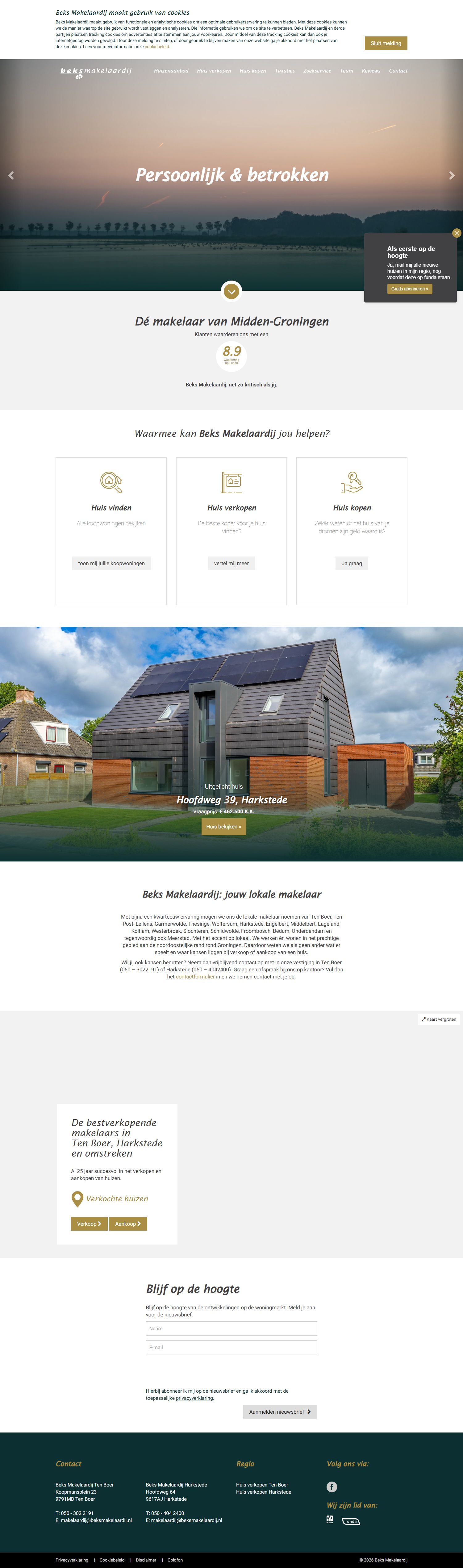 Screenshot der Website von www.beksmakelaardij.nl