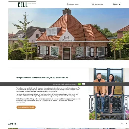 Screenshot of the website of www.bellmakelaardij.nl