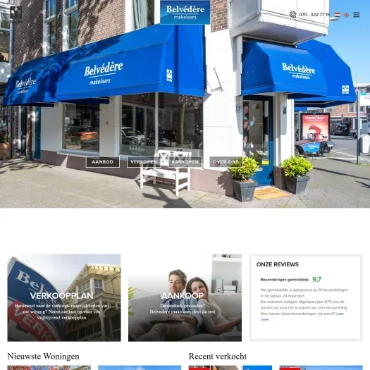 Screenshot van de website van www.belvederemakelaars.nl