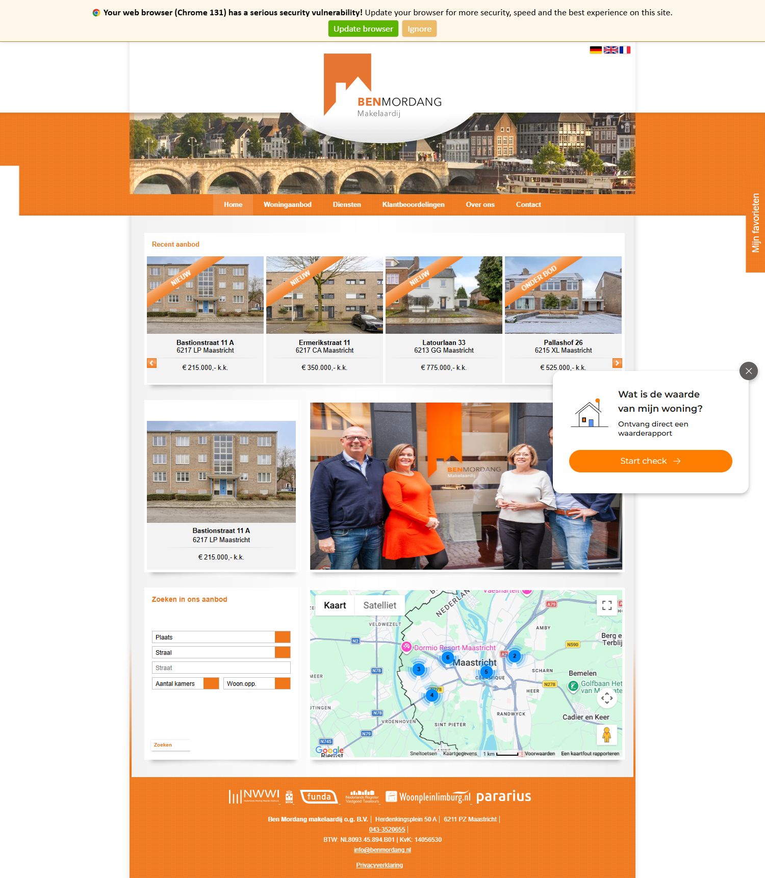 Screenshot van de website van www.benmordang.nl