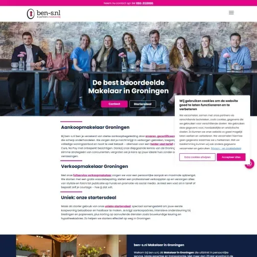 Screenshot van de website van www.ben-s.nl
