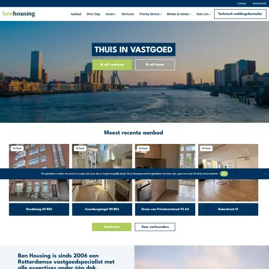 Screenshot van de website van www.benhousing.nl