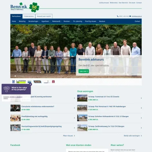 Screenshot of the website of www.bennink.nl