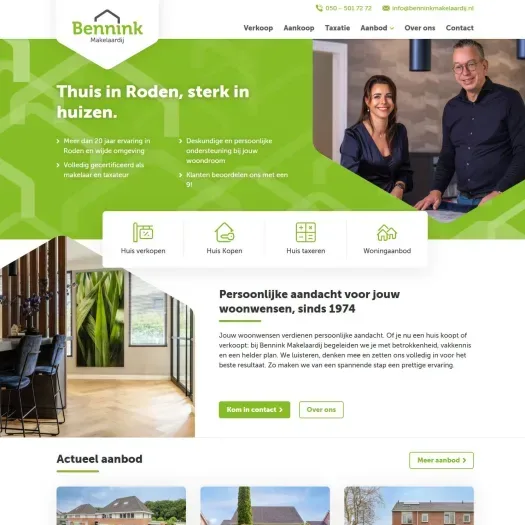 Screenshot of the website of www.benninkmakelaardij.nl