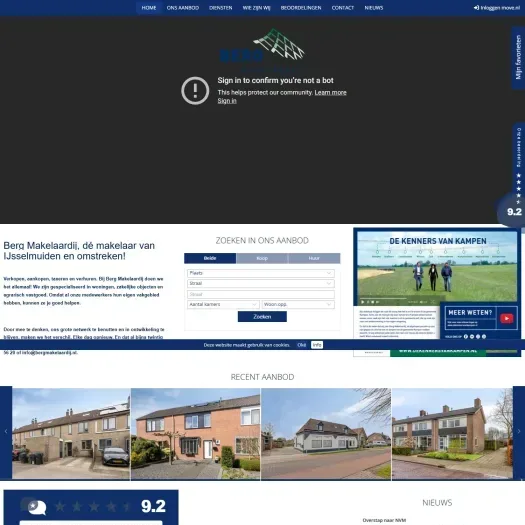 Screenshot of the website of www.bergmakelaardij.nl
