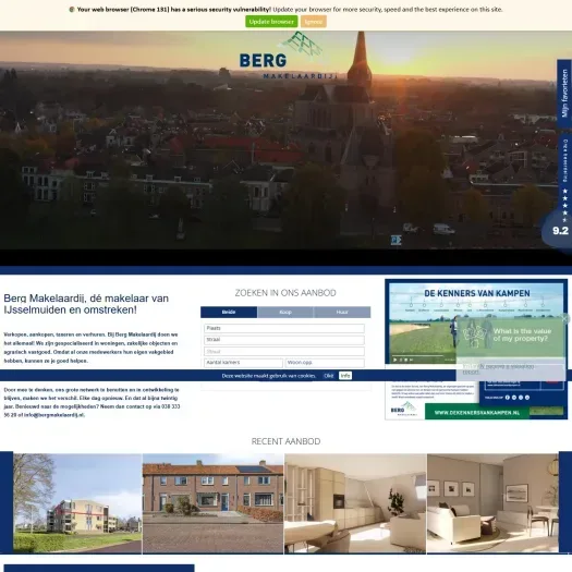Screenshot van de website van www.bergmakelaardij.nl