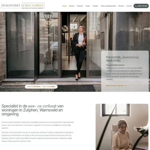 Screenshot of the website of www.berghorstmakelaardij.nl