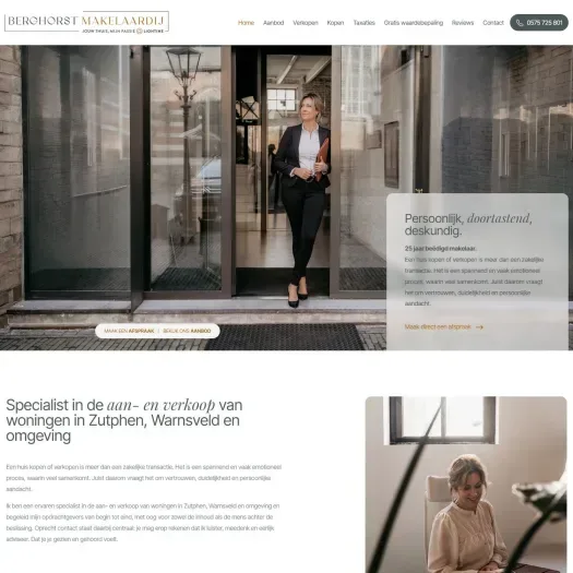 Screenshot van de website van www.berghorstmakelaardij.nl