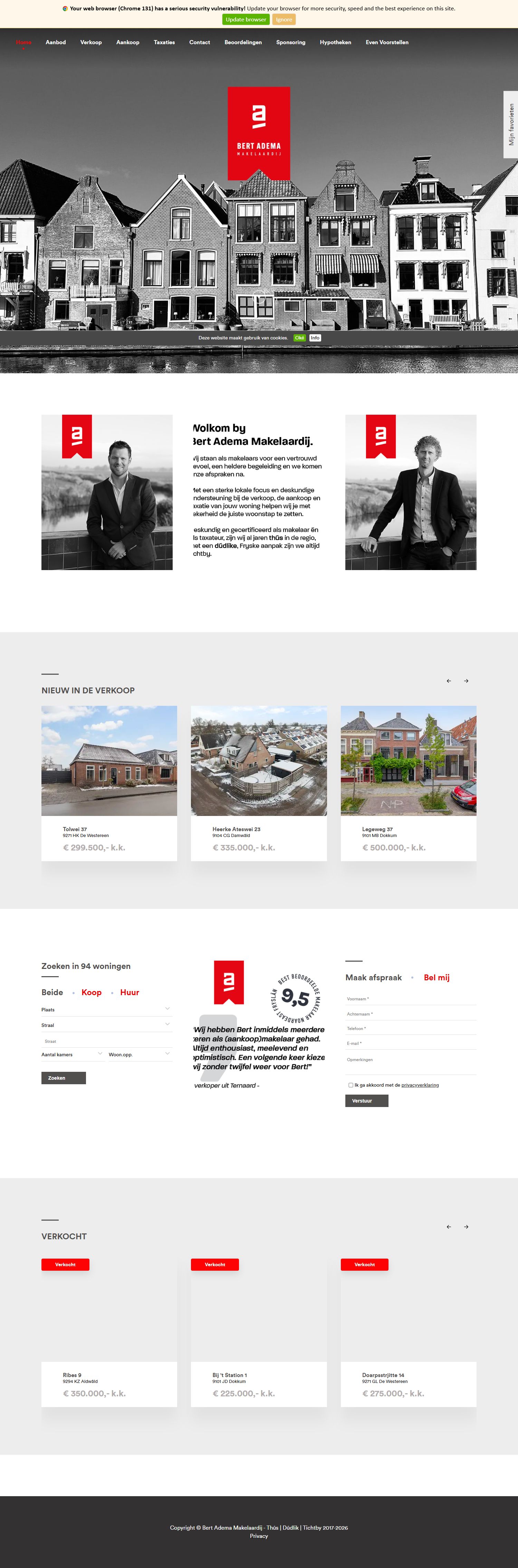 Screenshot der Website von bertadema.nl