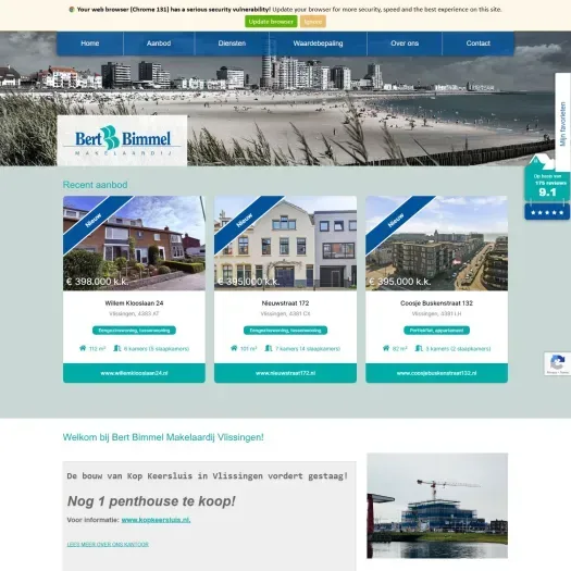 Screenshot van de website van www.bertbimmel.nl