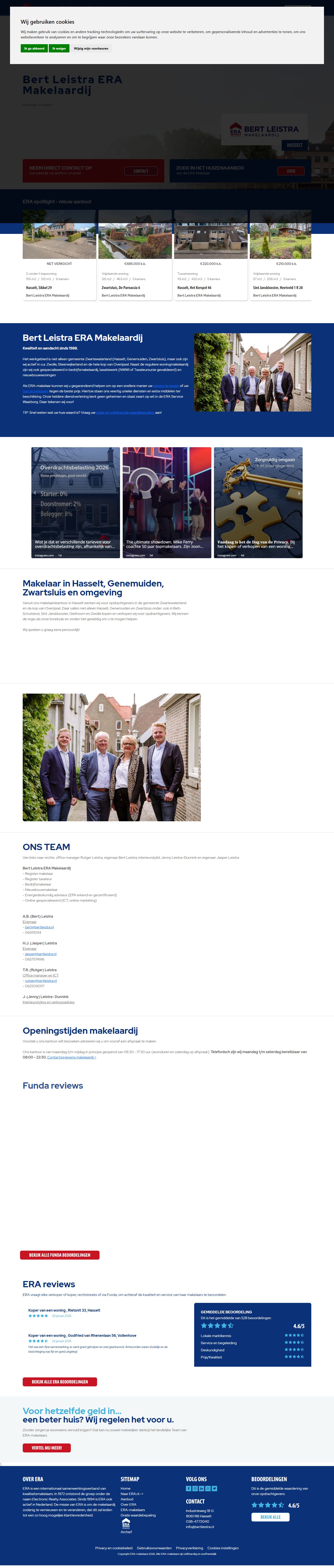 Screenshot of the website of www.bertleistra.nl