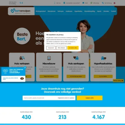 Screenshot van de website van www.bertvanvulpen.nl