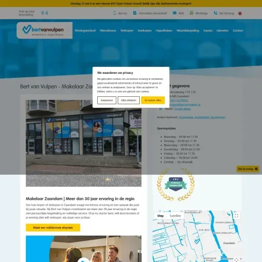 Screenshot van de website van www.bertvanvulpen.nl