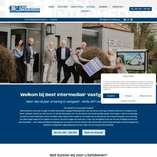 Screenshot van de website van www.bivastgoed.nl