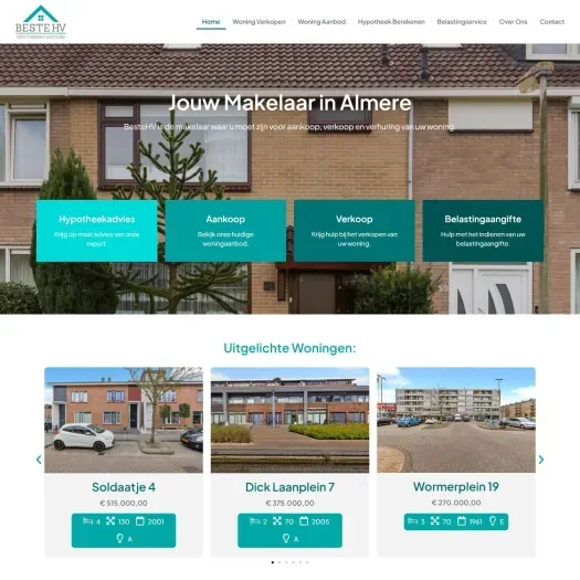 Screenshot van de website van www.bestehv.nl