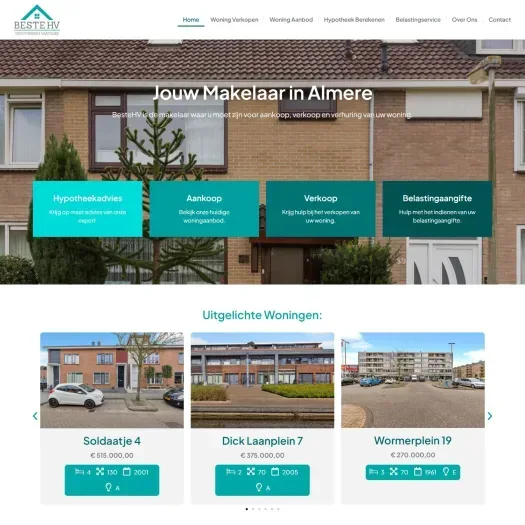 Screenshot of the website of www.bestehv.nl