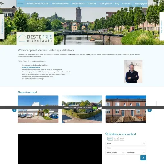 Screenshot van de website van www.besteprijsmakelaars.nl