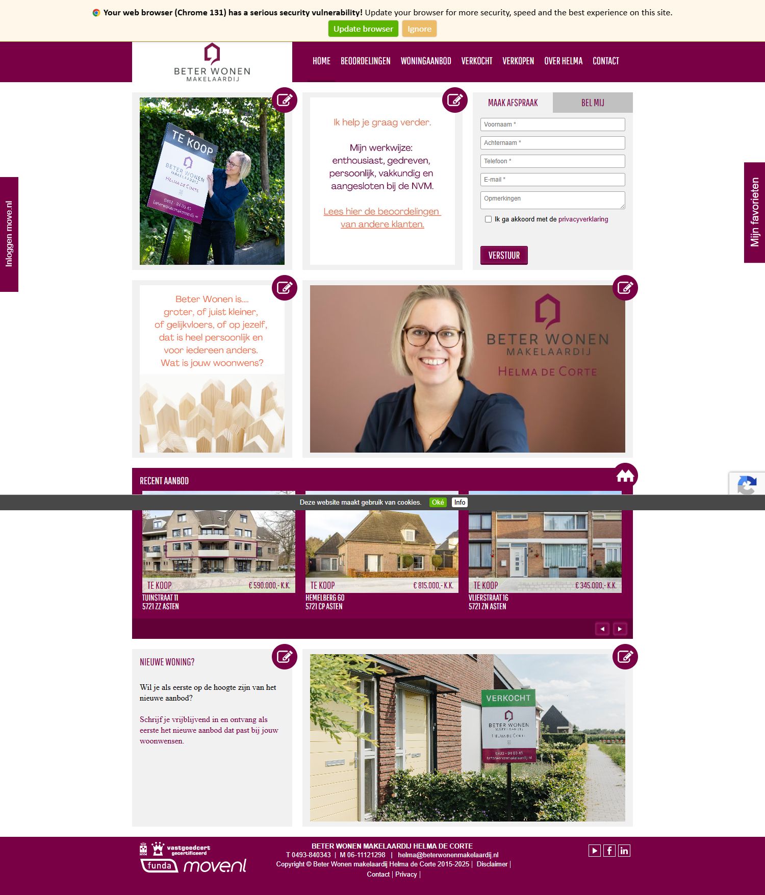 Screenshot of the website of www.beterwonenmakelaardij.nl
