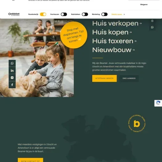 Screenshot van de website van www.beumerutrecht.nl