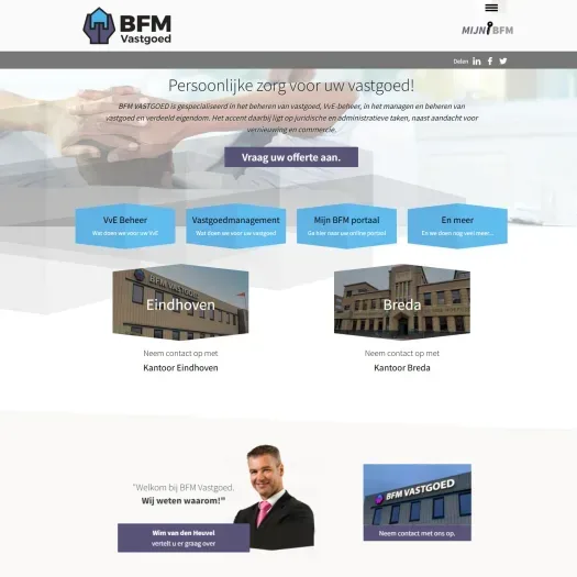 Screenshot van de website van www.bfmvastgoed.nl