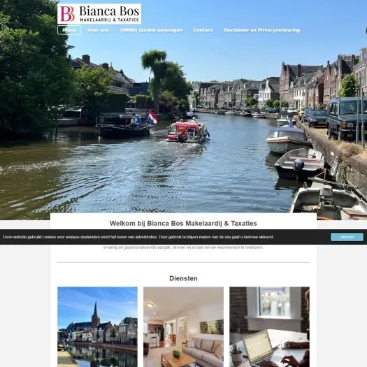 Screenshot of the website of biancabosmakelaardij.nl