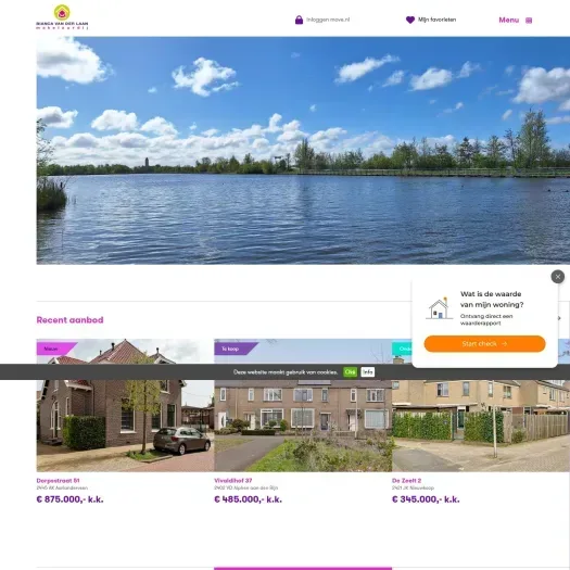 Screenshot van de website van www.biancavanderlaanmakelaardij.nl