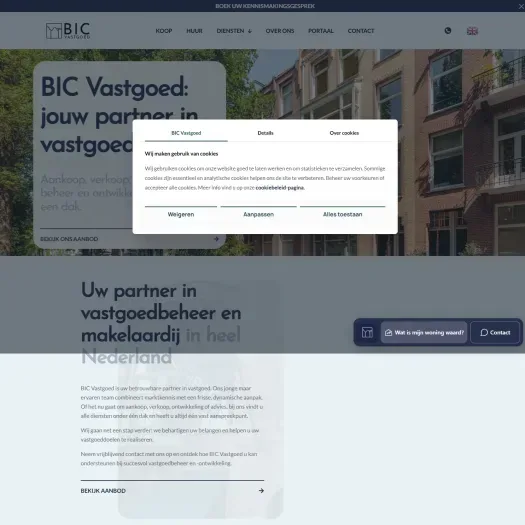 Screenshot der Website von www.bic-vastgoed.nl