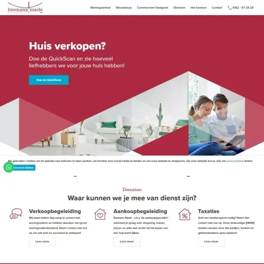 Screenshot of the website of www.biemansmade.nl