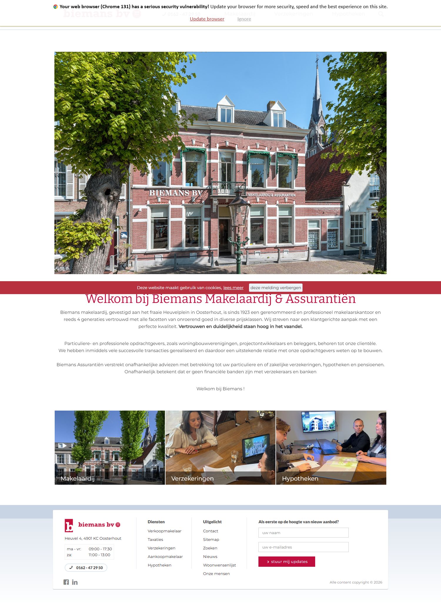 Screenshot der Website von www.biemansmakelaardij.nl