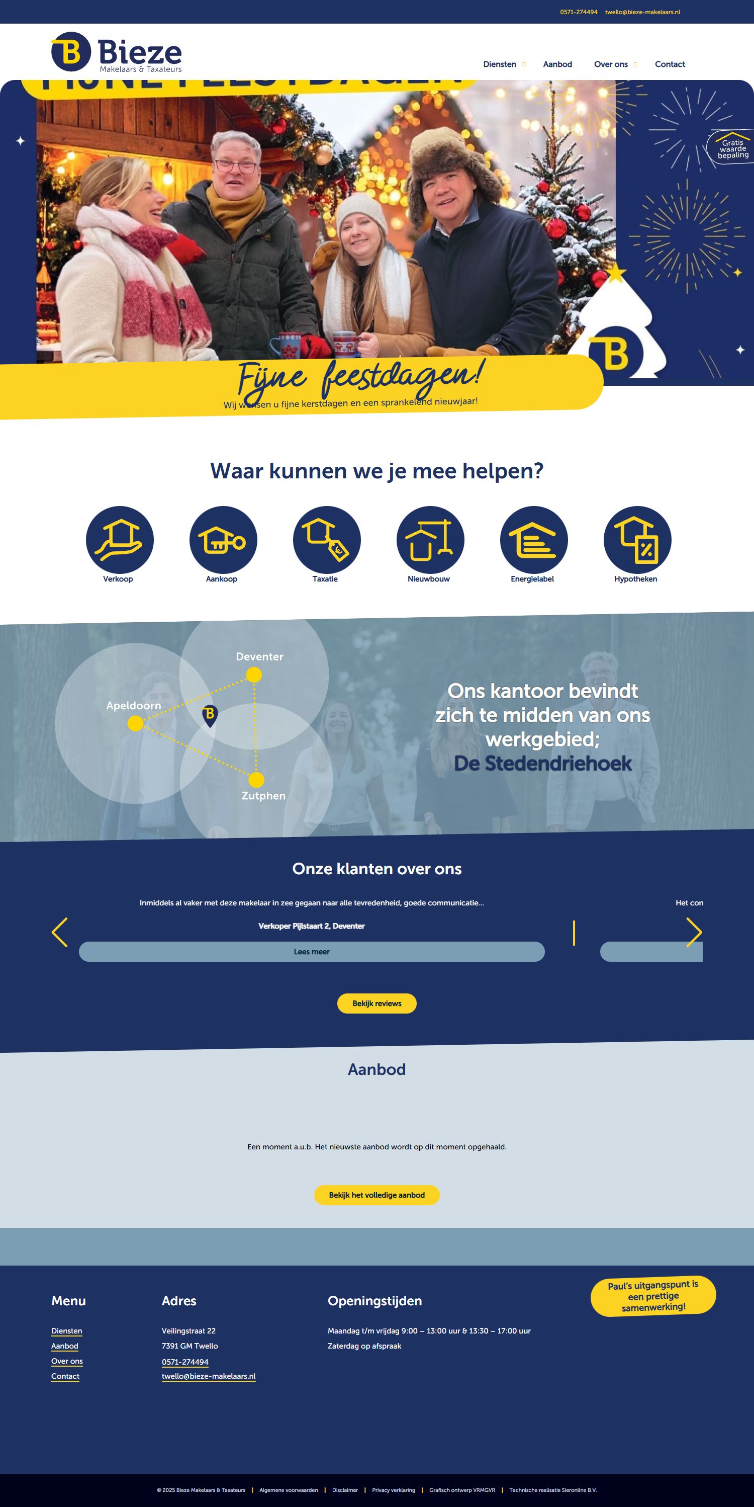 Screenshot van de website van www.bieze-makelaars.nl
