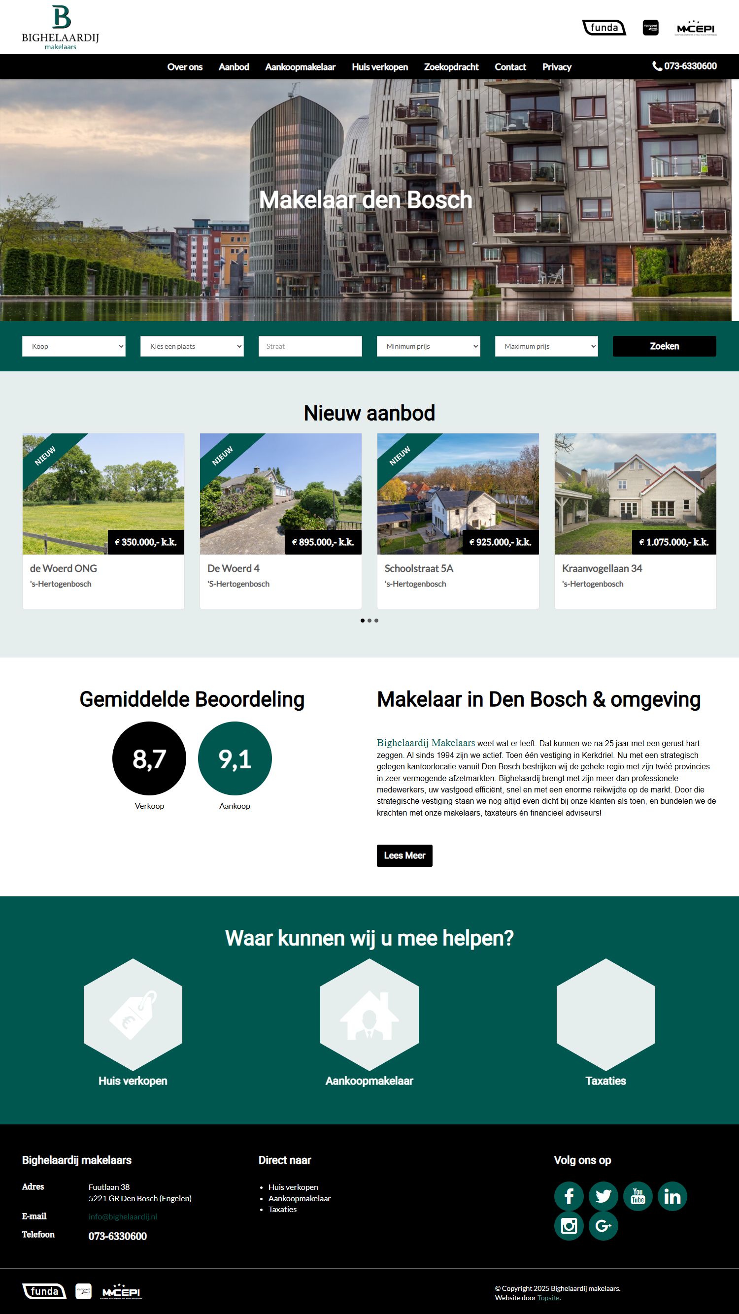 Screenshot der Website von www.bighelaardij.nl