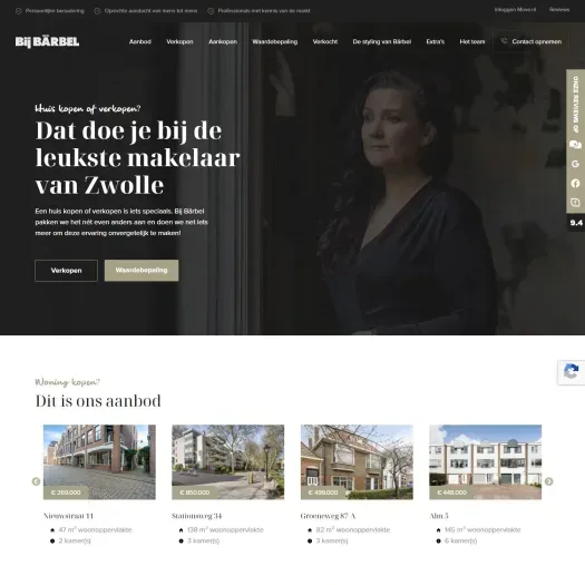 Screenshot of the website of www.bijbarbel.nl