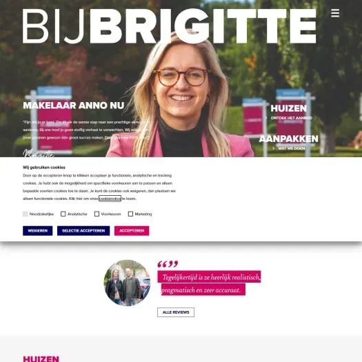 Screenshot of the website of www.bijbrigitte.nl