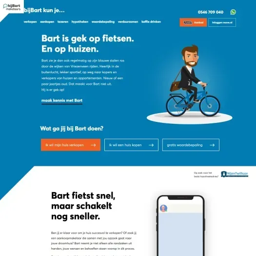 Screenshot van de website van www.bijbartmakelaars.nl