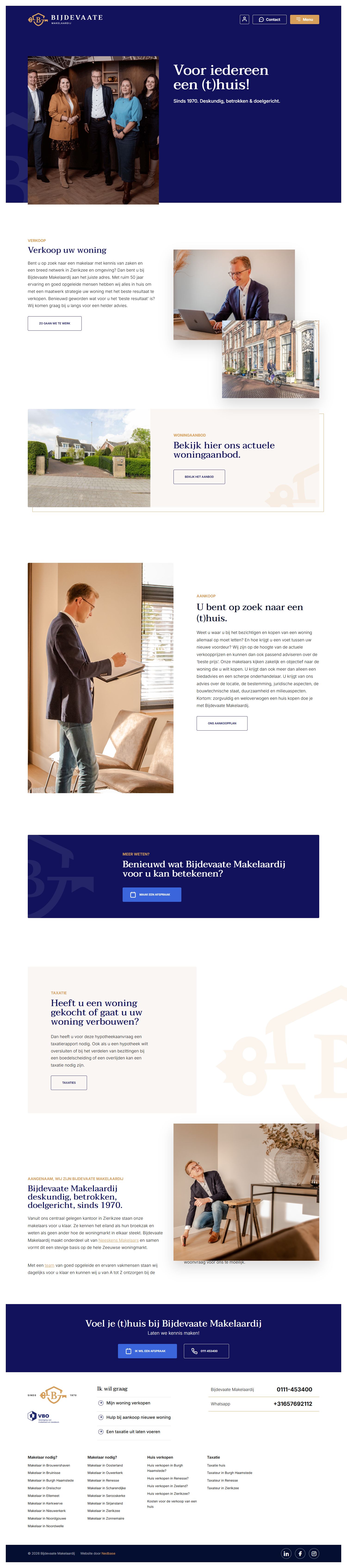 Screenshot of the website of www.bijdevaatemakelaardij.nl