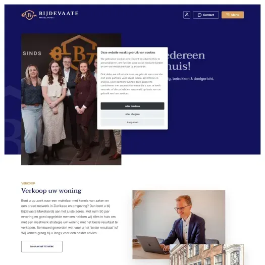 Screenshot van de website van www.bijdevaatemakelaardij.nl