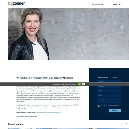 Screenshot van de website van www.bijzondermakelaars.nl