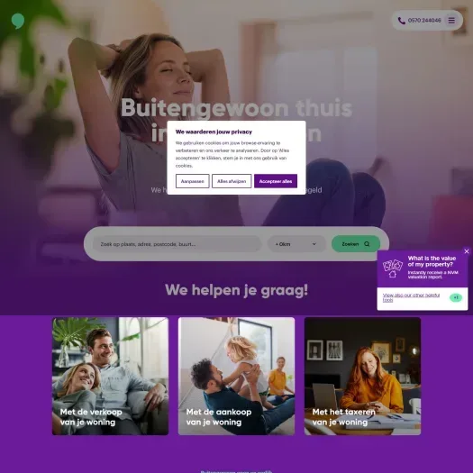 Screenshot van de website van www.binnenmakelaars.nl