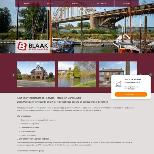 Screenshot of the website of www.blaakmakelaardij.nl
